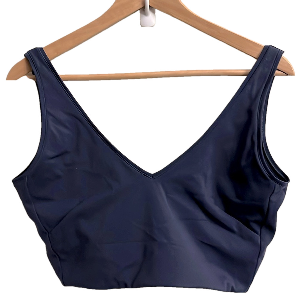 KIT and ACE Size Medium Navy Blue Ladies  V-Neck sports bra top
